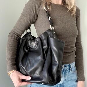 PRADA shiny calfskin hobo